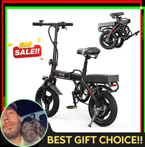 [EILLEO spacewalk X Brodysdailydeals] Folding Electric Bike for Adults,Lightweight & Compact Ebike - 500W Motor,13.7 MPH,14inch Tires. Pure Electric 17.4miles,Pedal - Assist Range 29.8miles,Ideal for Urban Riding