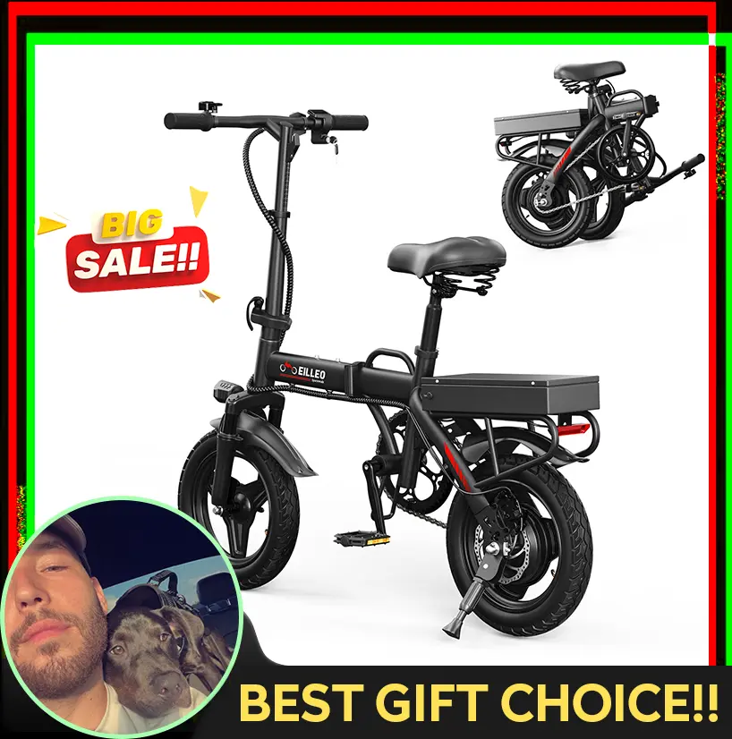 [EILLEO spacewalk X Brodysdailydeals] Folding Electric Bike for Adults,Lightweight & Compact Ebike - 500W Motor,13.7 MPH,14inch Tires. Pure Electric 17.4miles,Pedal - Assist Range 29.8miles,Ideal for Urban Riding