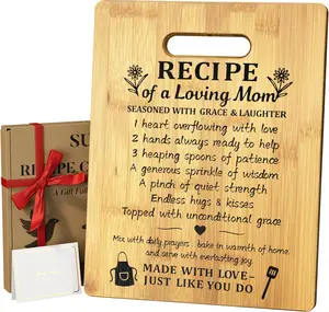 SURDOCA Mom Cutting Board from Daughter & Son, Cute Kitchen Gift with Gift Box & Greeting Card, Ideal for Mothers Day Birthday