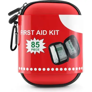 85 Pieces Hard Shell Mini Compact First Aid Kit, Small Personal Emergency Survival Kit  Travel Hiking Camping Backpacking Hunting Marine Car