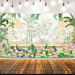 Indian Pooja Backdrop Decoration - 7.5×5 feets | Indian Wedding Backdrop | Mandir Backdrop | Traditional Banner for Ugadi, Vaisakhi, Vasant Panchami Banner | Seemantham Decoration Backdrops