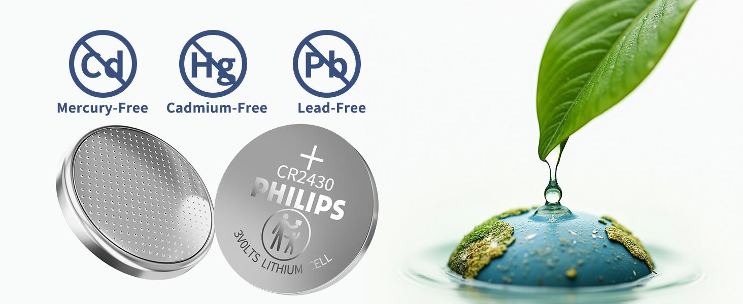 PHILIPS CR2430 3V Lithium Coin Battery (5-Pack) - CR2430 Battery for TPMS, Intelligent Door Lock, Key Remote Control, Medical Devices, Industrial Sensors