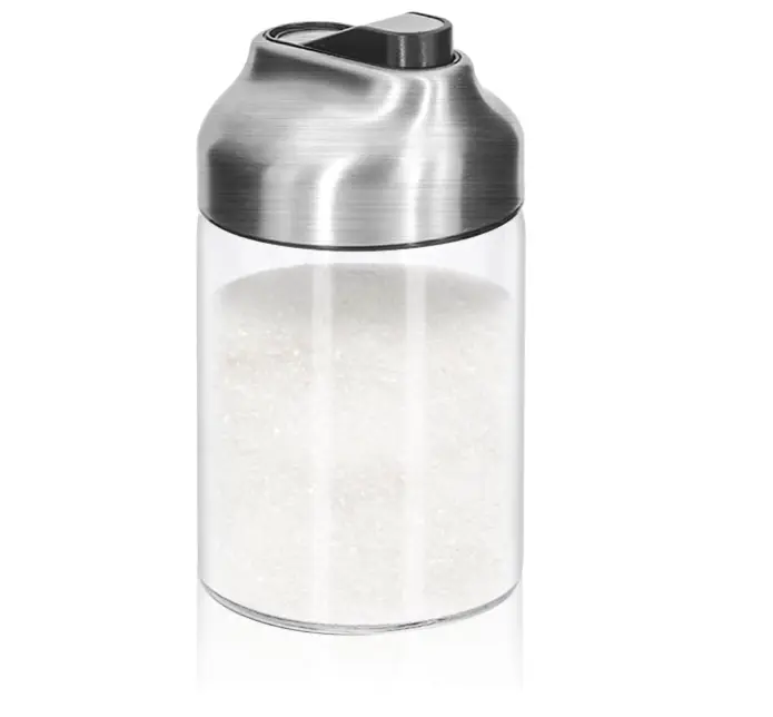 Glass Sugar Dispenser with Pour Spout for Coffee, Tea and Baking - Kitchen and Bar Accessories Lid Seasoning