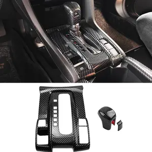 Carbon Fiber Color Car Center Console Gear Shift Box Panel Cover Gear Shift Knob Cover Auto Trim Accessories for Honda 10th Gen Civic Hatchback Sedan 2016 2017 2018 2019 2020 2021