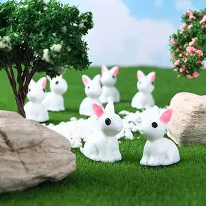50pcs Mini Resin Rabbit Figurines, Micro Resin Bunny Statues for DIY Miniature Landscapes, Home Decor, Christmas, Valentine's Day Gifts