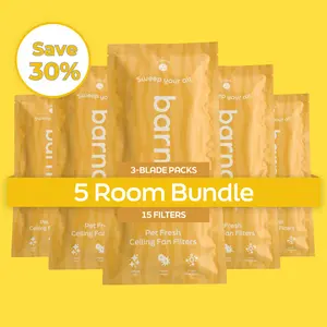 Barnakl Pet Filters - 5 Pack Bundle with 15 Filters for your Ceiling Fan to Trap and Eliminate Pet Odor