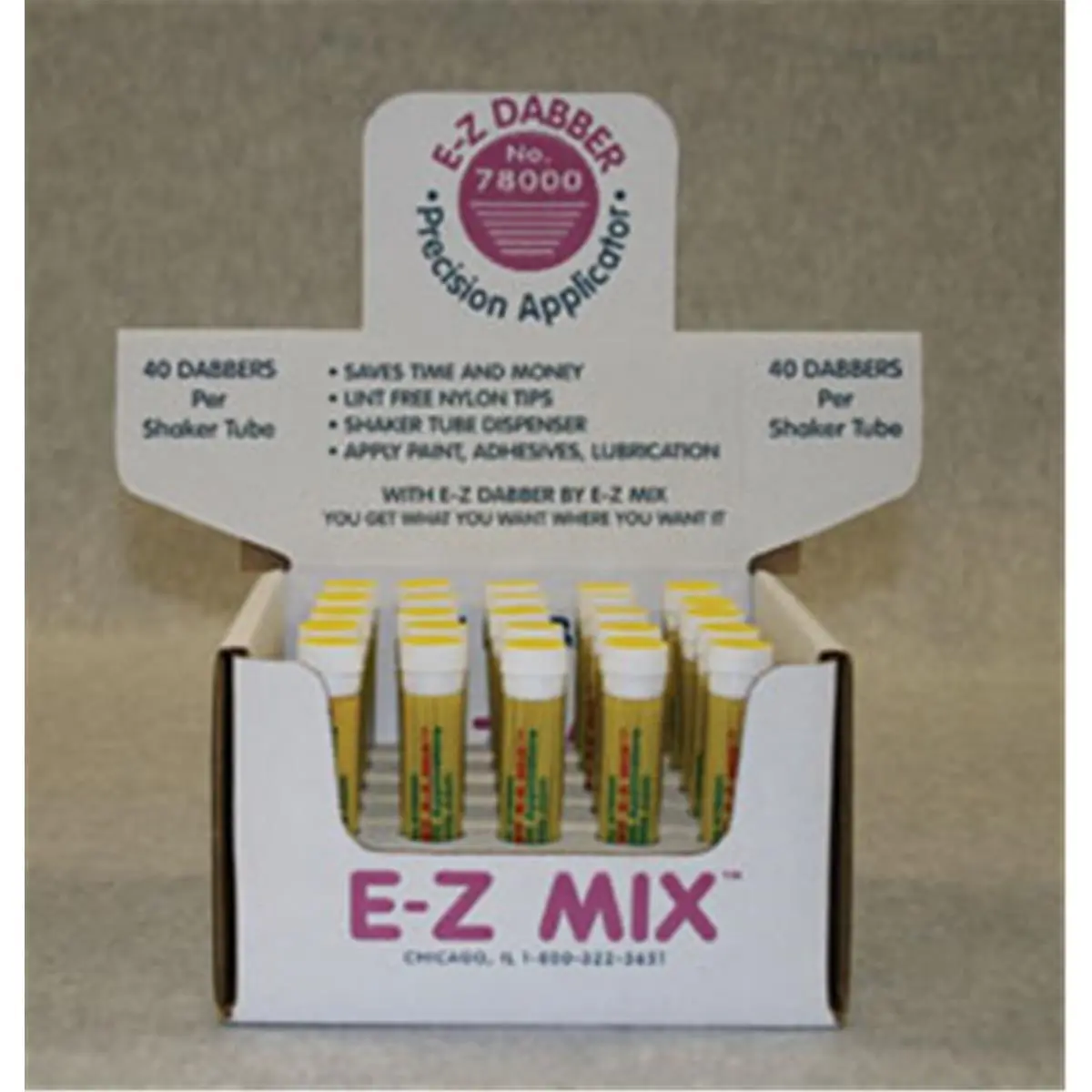 212 MAIN EMX-78000-E E-Z Mix Shaker Tube Bottle with 40 Lint-Free Nylon Fiber Dabbers, Tapered Head, Precise Tip, Flexibility for Automotive Paint Touch-Up Work, Time and Money Saving, Lint-Free Nylon Fiber Tip