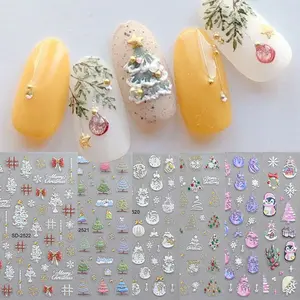 6 Sheets Christmas Series Nail Art Stickers Set, Cute Santa Snowflake Reindeer Penguin Design, Self Adhesive Nail Decals Festive Holiday Manicure Decorations Nail Accessories