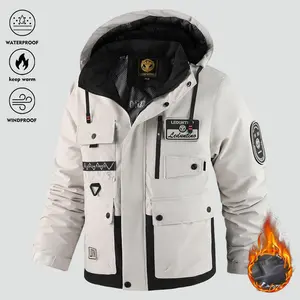Men's Heavyweight Winter Jacket with Removable Hood & Stand Collar - Windproof Full-Zip Parka Coat with Multiple Pockets