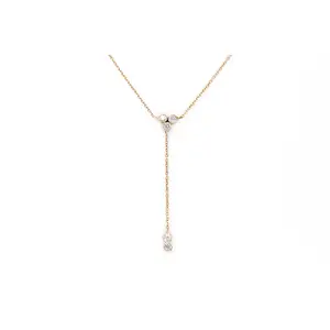 Diamond Lariat Necklace -  14k Rose Gold - 0.26ctw
