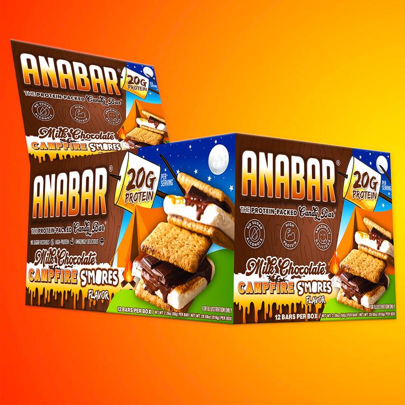 Campfire S'mores Anabar - 12 Pack - Best Tasting Protein Bar With 20 Grams Protein! Candy Bar Flavor Protein Bar Nutrition