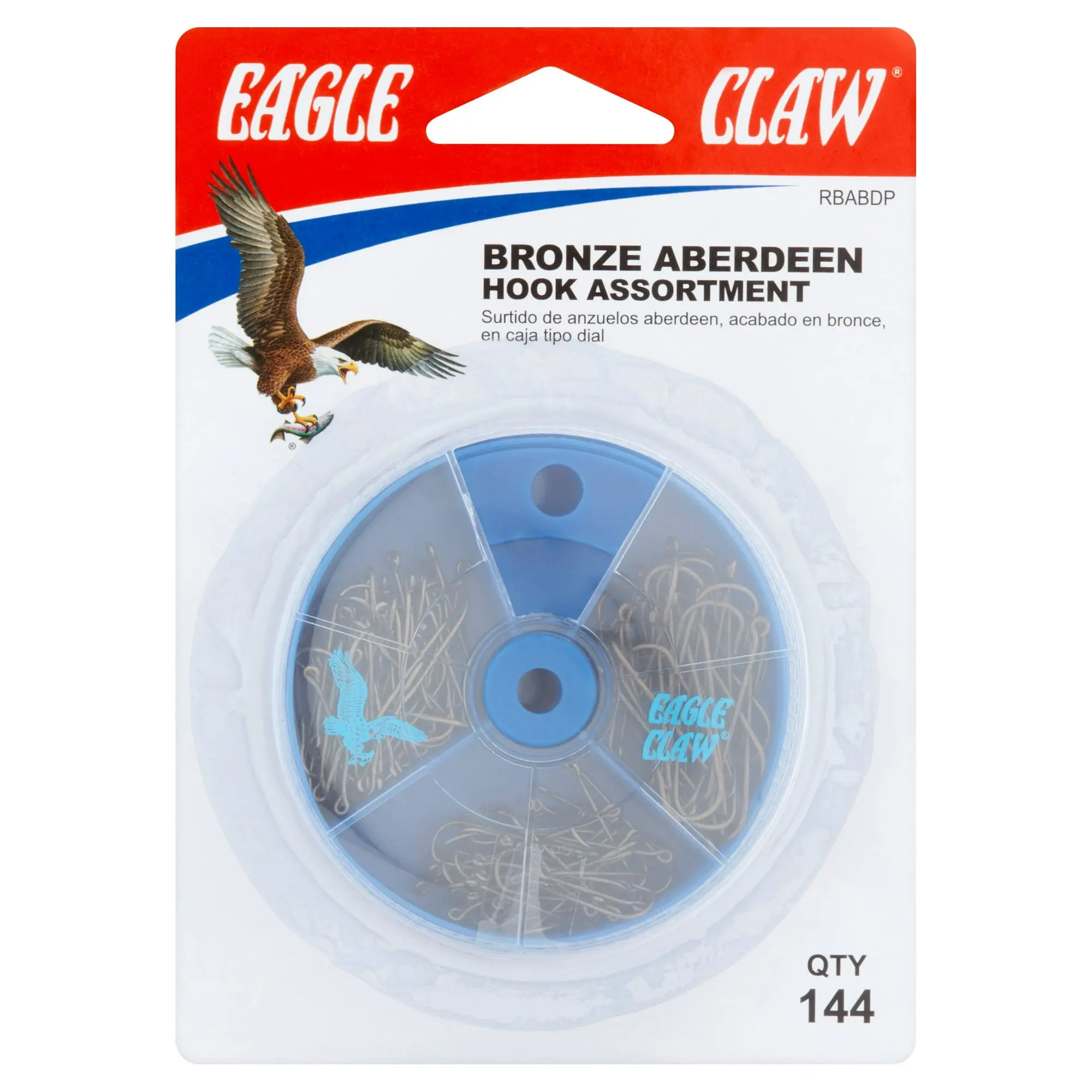 Eagle Claw Bronze Aberdeen Hook Assortment 144 Count - Assorted Sizes for Baiting and Fishing - Durable High-Carbon Steel Fishing Hooks lures premium worm bait