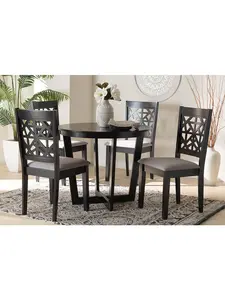 Baxton Studio 193271149582 Jamie Modern Fabric Wood Dining Set, Grey & Dark Brown - 5 Piece
