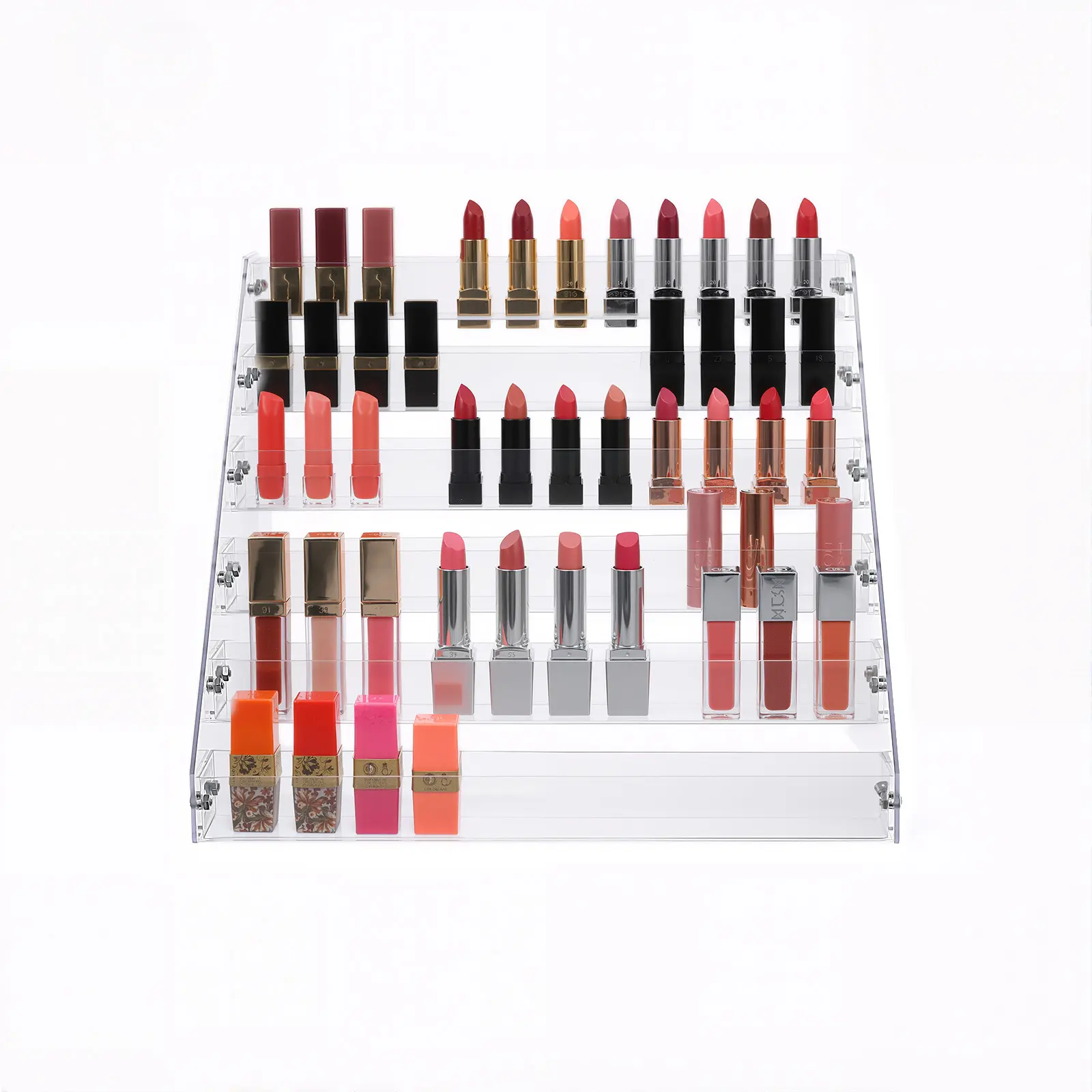6-Tier Clear PS Display Shelf with Open Design & 0.22-6.61 lbs Load Capacity, Desktop Transparent Organizer for Perfume, Cosmetics, Jewelry, Nail Polish, Collectibles, Multi-Purpose Storage Rack for Home, Office, Shop, Vanity, Countertop