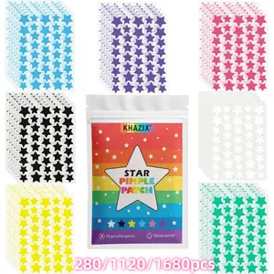 Colorful Star-Shaped Hydrogel Patches, Soft Non-Irritating, Daily Facial Use, Long-Lasting Adhesive, Personal Care, 280/1120/1680 Pcs