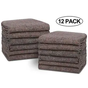 Zenstyle 12PCS Moving Blankets Heavy Duty Shipping Furniture Protection 53 x 74 Inch Gray