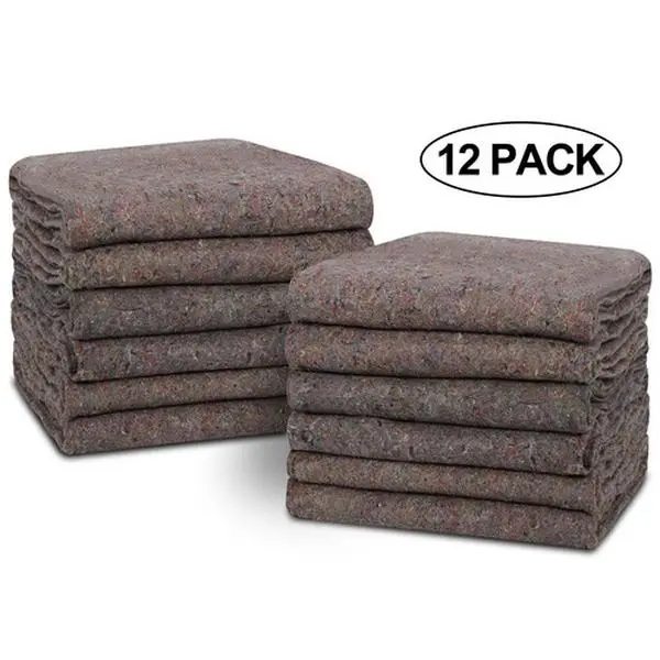 Zenstyle 12PCS Cotton Moving Blankets - Heavy-Duty, Durable, Cost-Effective, Lightweight 53x74in Gray Home Supply for Furniture Protection, Home Moves, Shipping with Quality Assurance, Durability, Storage