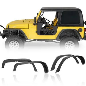 Hooke Road Front & Rear Flat Fender Flares for 1997-2006 Jeep Wrangler TJ