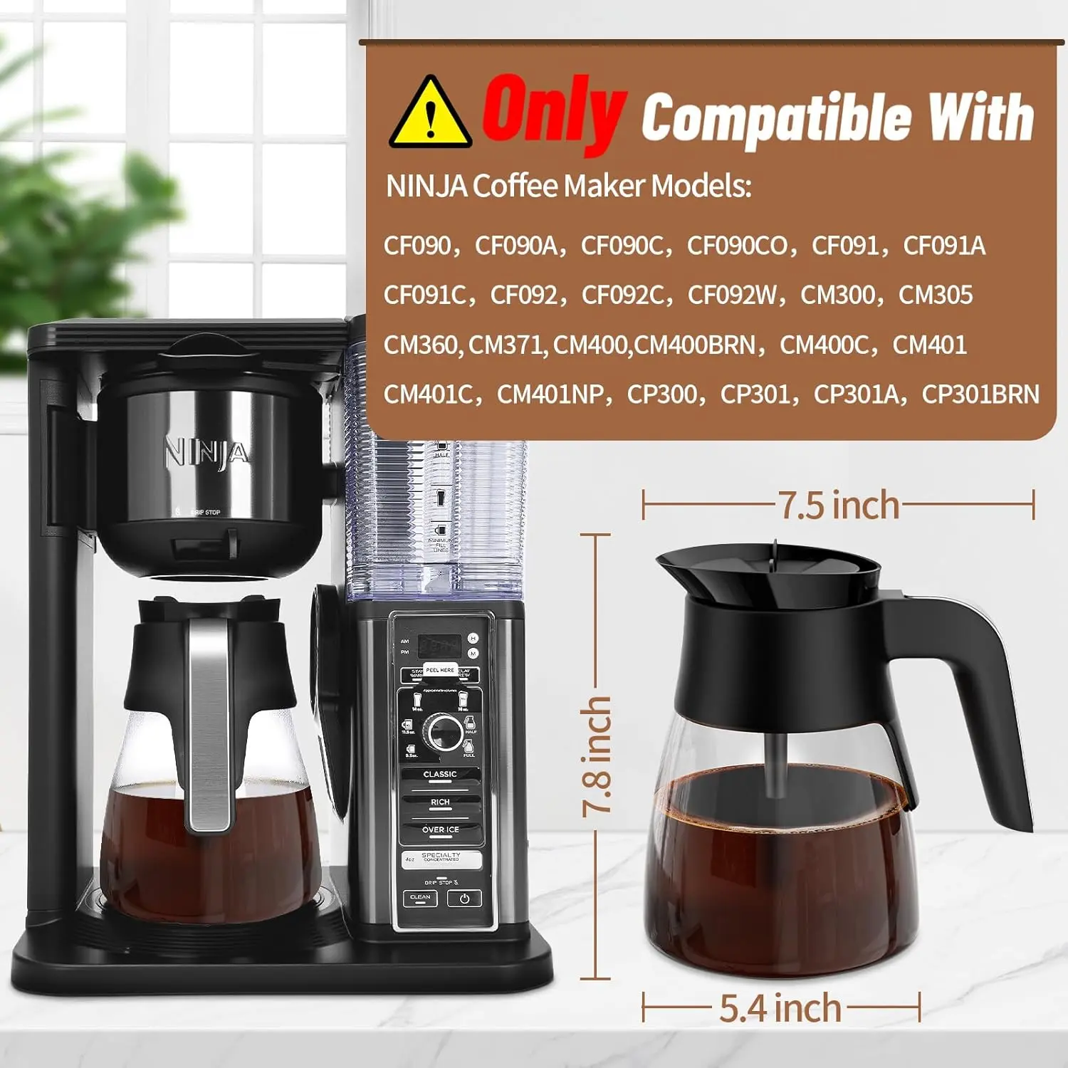 10 Cup Coffee Pot Replacement for Ninja Coffee Maker CM401 CM371 CP301  CM300 CM400 CF091, Glass Carafe Replacement with Brew-Through Lid, Ninja  Coffee Pot Replacement with Sturdy Handle - TikTok Shop
