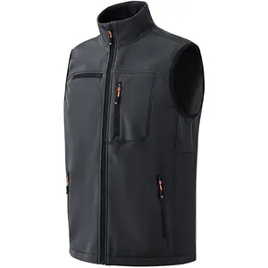 Men's Full Zip Fleece Lined Softshell Vest for Hiking and Golf