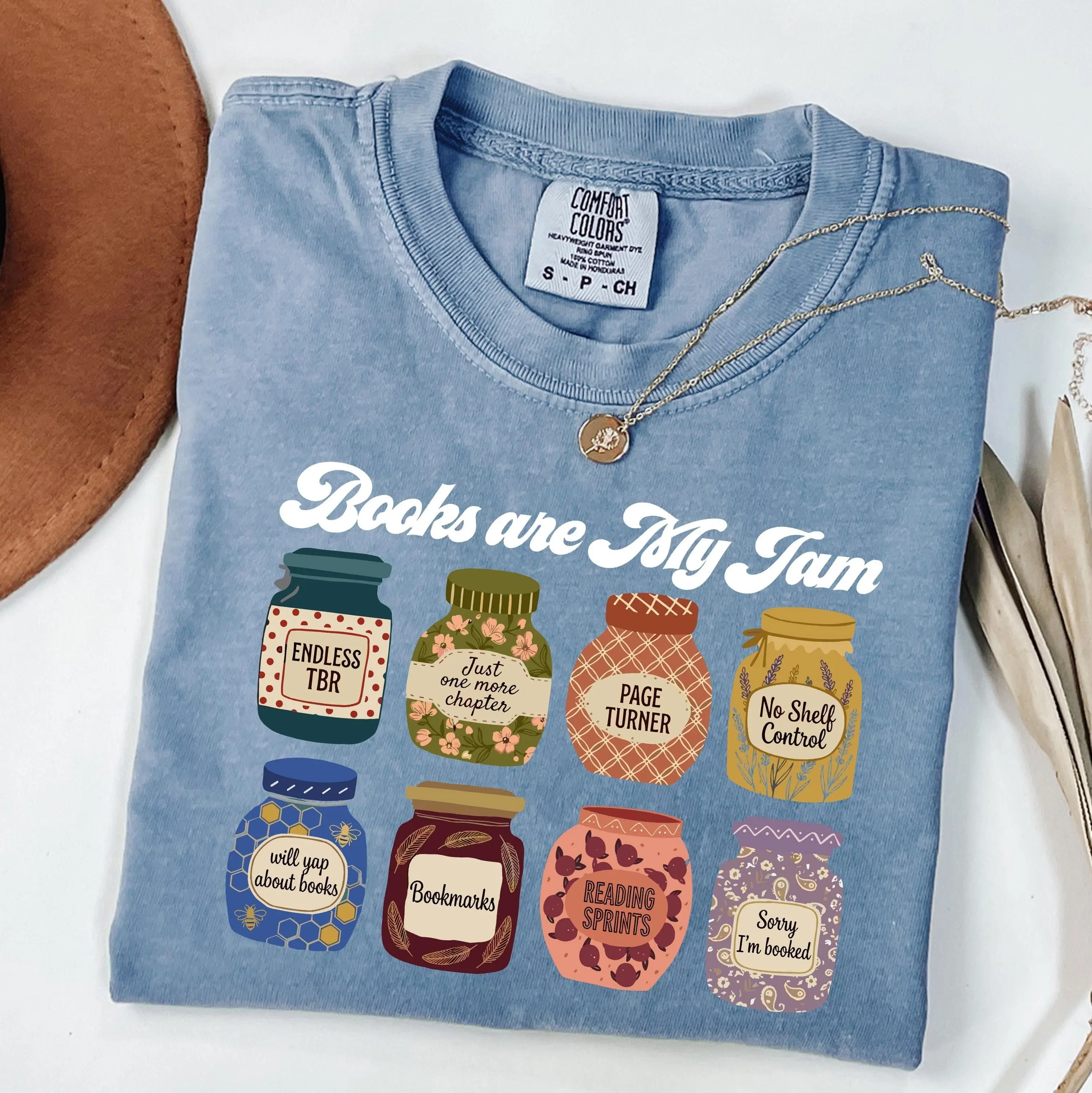 Comfort Colors Books Are My Jam Shirt, Book Lover T-Shirt, Funny Reading Tee, Bookish Graphic Shirt, Gift for Readers, Cozy Aesthetic Tee Fabric Tops