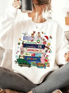 90s Christmas Sweatshirt, Vintage Holiday Pullover, Retro Winter Gift Idea, Casual Loose-Fit Graphic Crew Neck Top for Fall & Winter