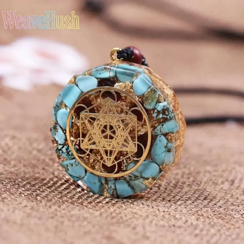 Unisex Orgonite Chakrabalancingnecklace - Geometric Natural Turquoise Stainless Steel Healing Stone Pendant, Non-Tarnish Gemstone Necklace, Adult Female Indoor Leisure Sports & Outdoor Accessory