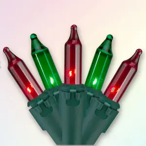Northlight Mini Incanscent Christmas Lights - Red and Green - 28.75' Green Wire - 100ct