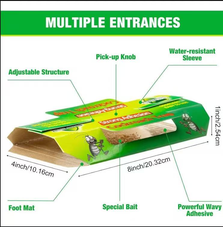 Super Sticky Roach Glue Traps with Natural Fish Meal Bait, Non-Toxic & Family Safe, No Chemicals or Mess, Easy to Use, Quickly Catches Roaches, Ants & Spiders, Long-Lasting Indoor Pest Control for Kitchen, Bathroom & Home