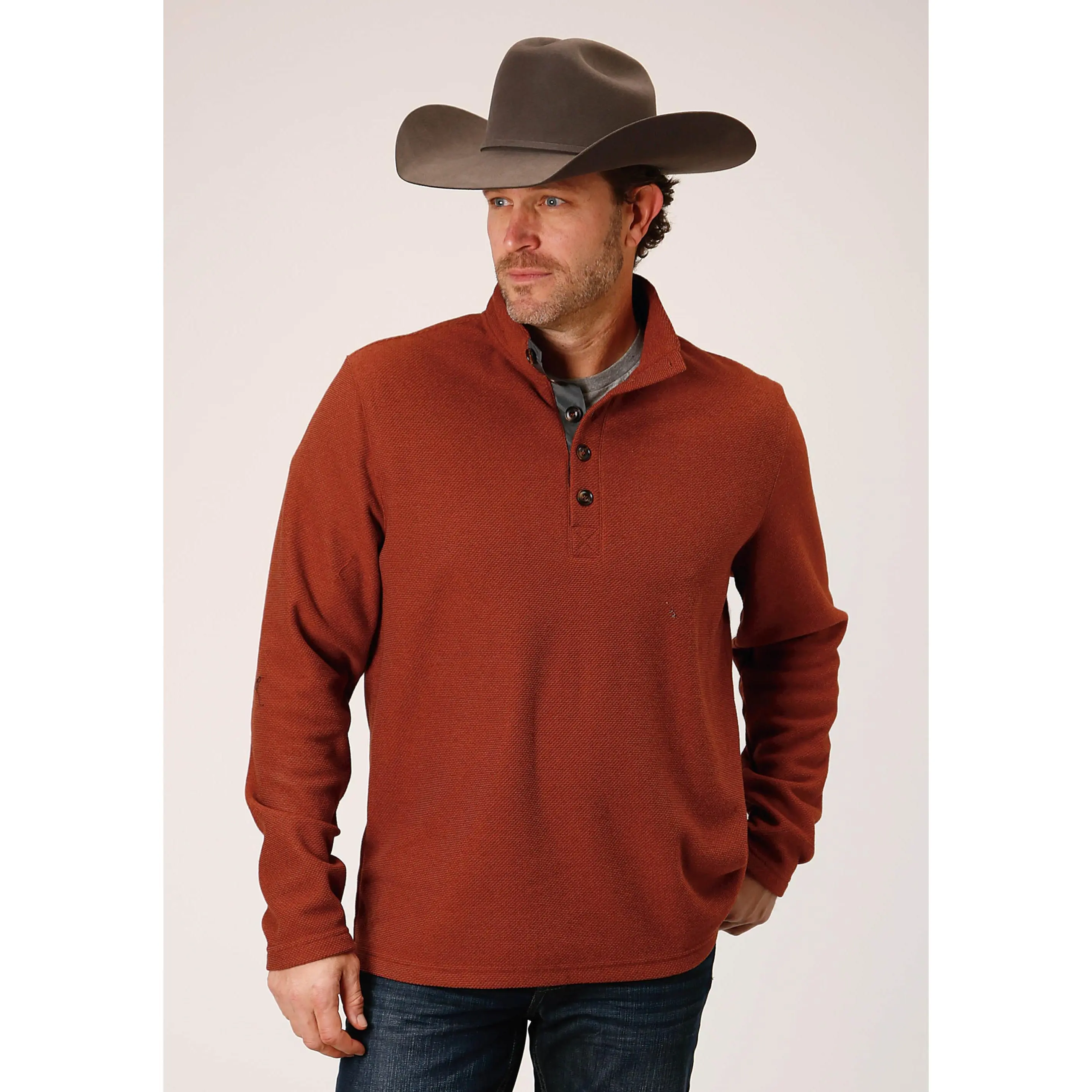 Men's Stetson Rust Western Sweater