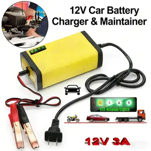 12V Car Battery Charger & Maintainer | Auto Trickle Charger for Truck RV Motorcycle | Portable Smart Battery Charger for Lead-Acid AGM GEL
