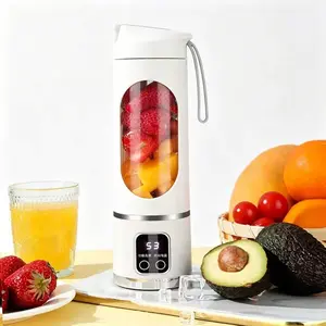 Portable Digital Juicer Blender with LED Display, 12 Stainless Steel Blades USB Rechargeable Fruit & Vegetable Mixer, Leakproof Large Capacity Compact Blender for Travel, Gym & Home Liquid Diet