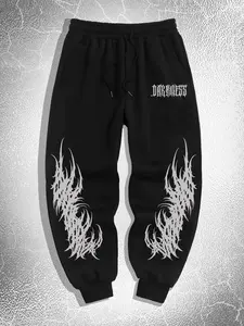 Gothic "DARKNESS" Print Sweatpants - Men's Dark Grunge Joggers, Athleisure Track Pants
