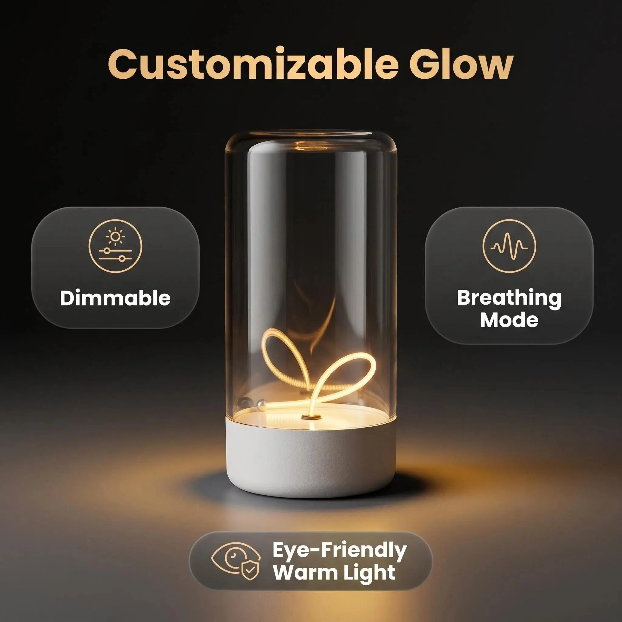 Portable Led Night Light, Touch Night Light Rechargeable, 3 Levels of Brightness, Respiratory Table Lamp for Home Restaurant Bar Cafe Terrace (Breathing Night Light)
