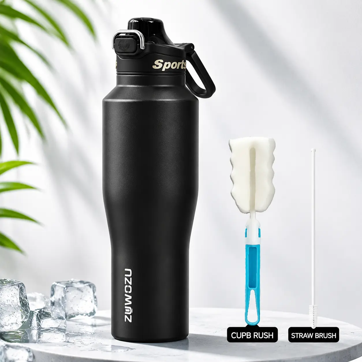 32oz Stainless Steel Insulated Tumbler Flask - Leak-Proof Vacuum Water Bottle with Flip Lid, Carry Handle, 1-Touch Mechanism, Cup Holder Compatibility, 24H Cold & 12H Hot Retention for Adults' Gym, Travel