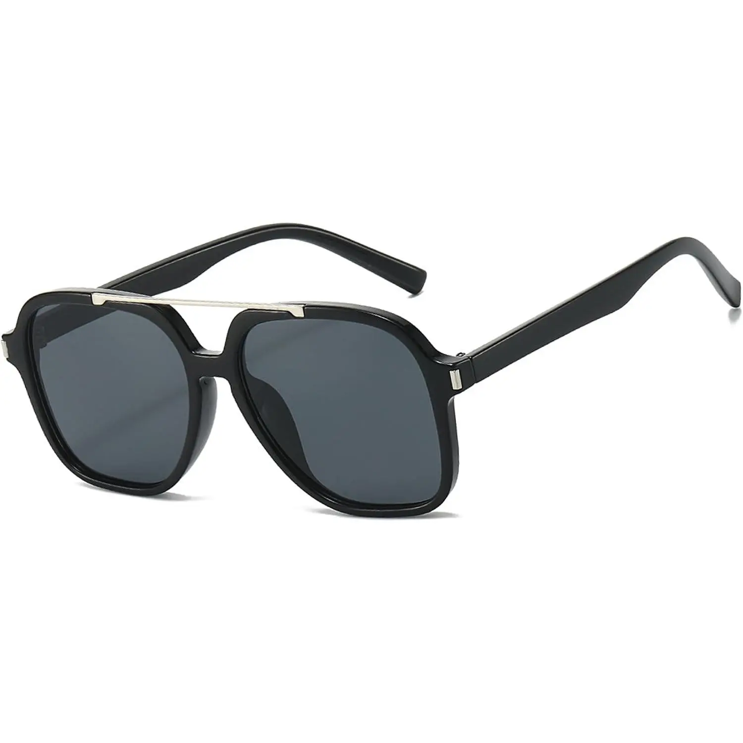 Opti‑Craft Square Pilot Aviator Sunglasses for Men Women, 70s Retro Vintage Trendy Shades, Lightweight Luxury Designer‑Style Fashion Eyewear for Daily Outfit