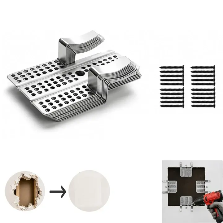 Drywall Clips, Drywall Repair Tools, Practical Wall Hole Repair Set for Drywall, Sturdy Metal-Backed Clips with Screws for Easy Home Renovation (10 pcs)