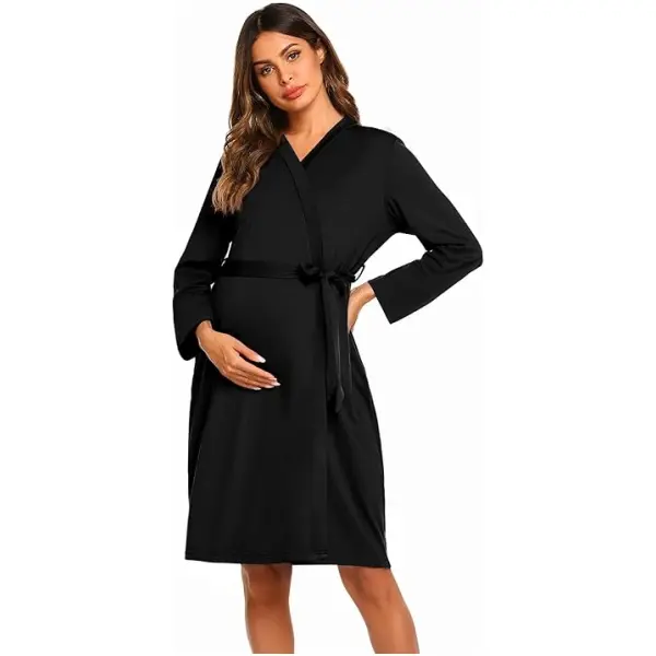 Ekouaer Women's Adjustable Soft Maternity Nursing Robe - Wrap Loungewear with Pockets for Labor & Delivery, Postpartum Pregnancy Sleepwear