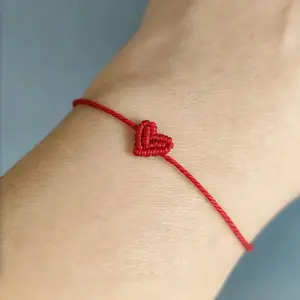 2Pcs Adjustable Heart-Shaped Woven Bracelet - Friendship Accessory, Trendy Jewelry, Suitable For Men And Women, Ideal For Birthday, Wedding And Party Occasions, Wedding Anniversary, Couples Bracelet
