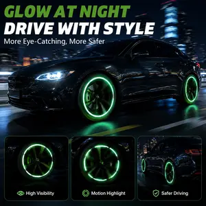Glow-in-the-Dark Wheel Rim Stickers | High Visibility Night Driving Safety Hub Decals | Universal Luminous Rim Tape for Car & Motorcycle | Scratch Resistant Dual Warning Stickers gifts sets