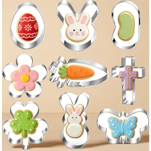 7-Piece Spring-Themed Cookie Cutter Set, includes Chick, Tulip, Lamb, Raincloud, Bee, Nest and Egg Shapes - Rust-Proof TinPlated Molds for Easter, Mother's Day, and Garden Party Baking Decor