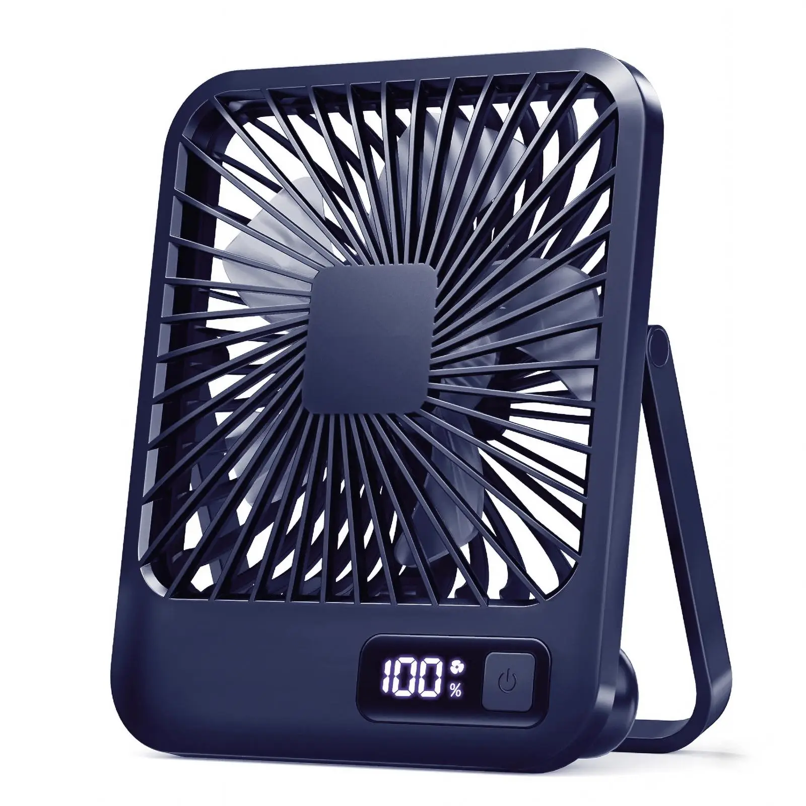 Portable USB Rechargeable Fan, 2000mAh 180° Tilt Folding Personal Fan with Power Display, Cordless Fan Handheld Fan 5 Speeds Table Fan for Desktop, Ho