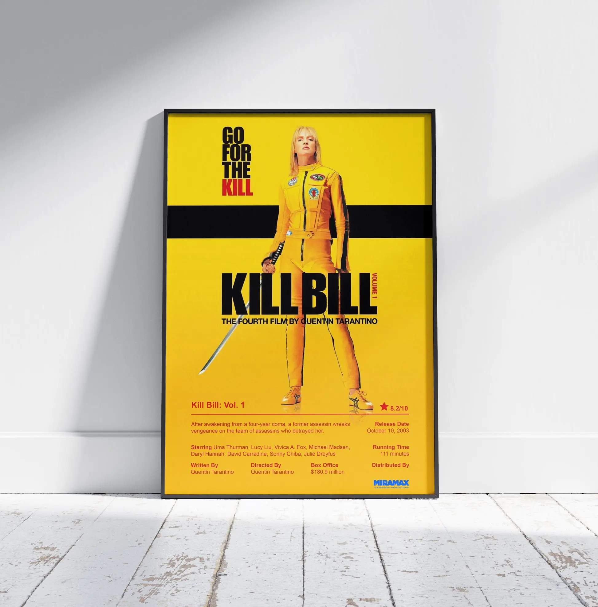 Kill Bill Movie Poster - Uma Thurman 2003 Martial Arts Film Poster Print