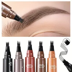 Microblading Eyebrow Pen, 4-Fork Tip Waterproof Brow Liner, Smudge-Proof Long Lasting Liquid Eyebrow Makeup, Natural Hair-Like Strokes for Sparse Brows
