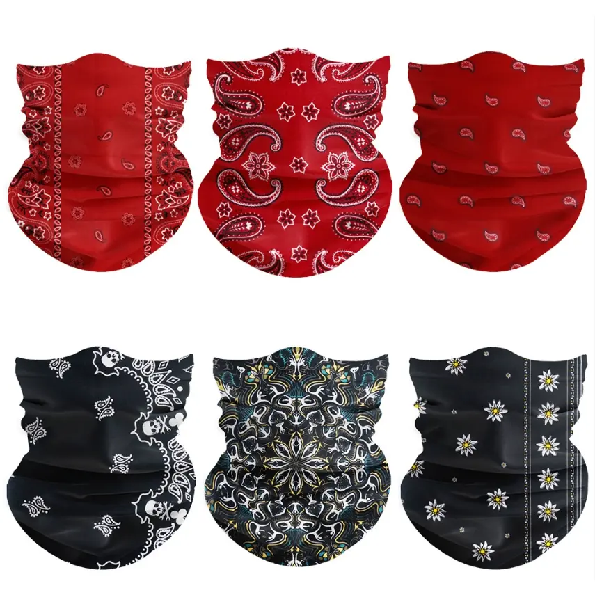 6-Piece Unisex Seamless Neck Gaiter Set, Windproof UV Protective Face Mask, Multi-Use Bandana for Summer Biking & Fishing