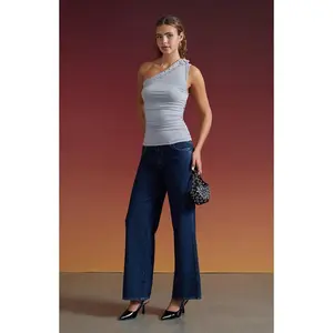 Third Charm Women's Callie One Shoulder Buckle Tube Top