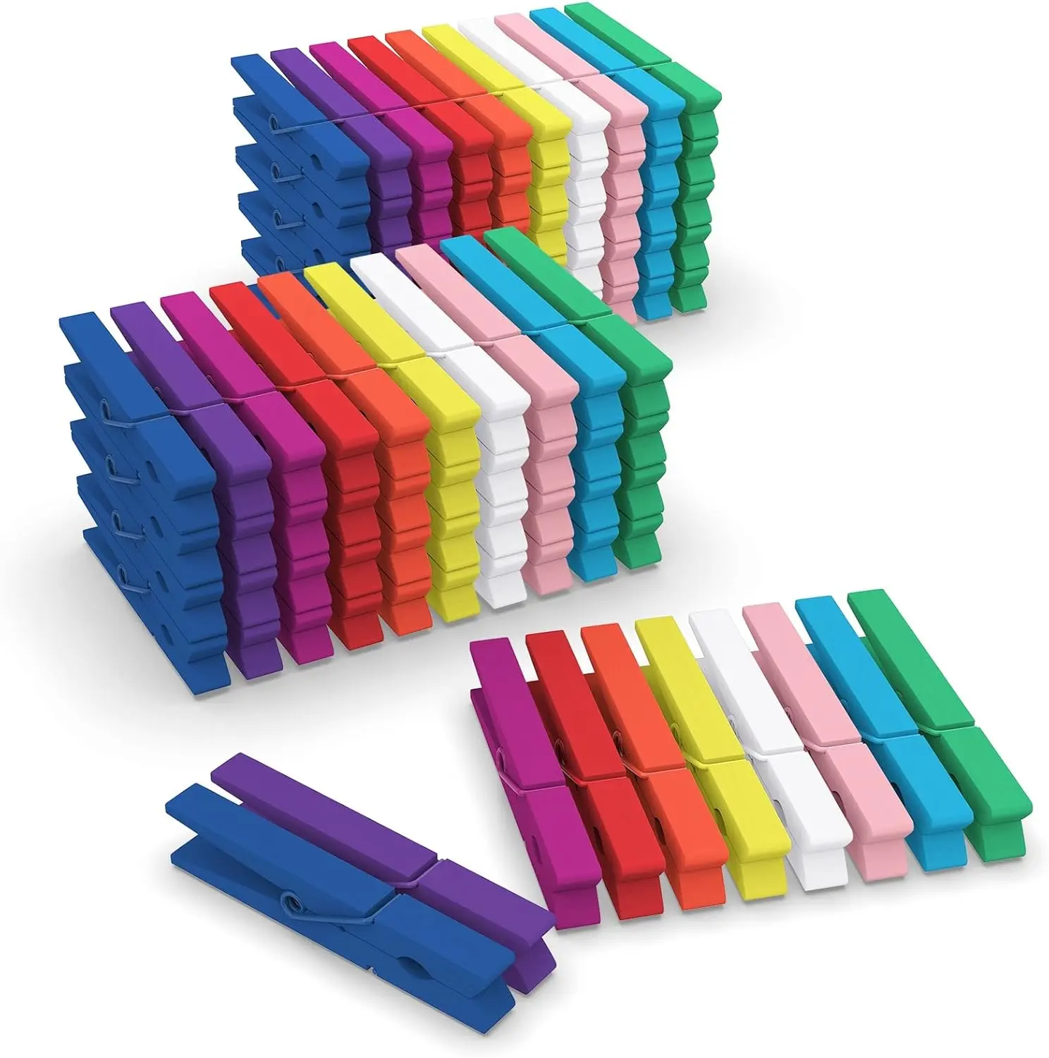 100 Pcs Colored Clothes pins - 2.9 Inch Wooden Clothespins Cheer Clips | Vibrant for Crafts Clothing Pictures Classroom Decorations Laundry, Solid Wood No Splinters Fade‑Proof, 10 Colors