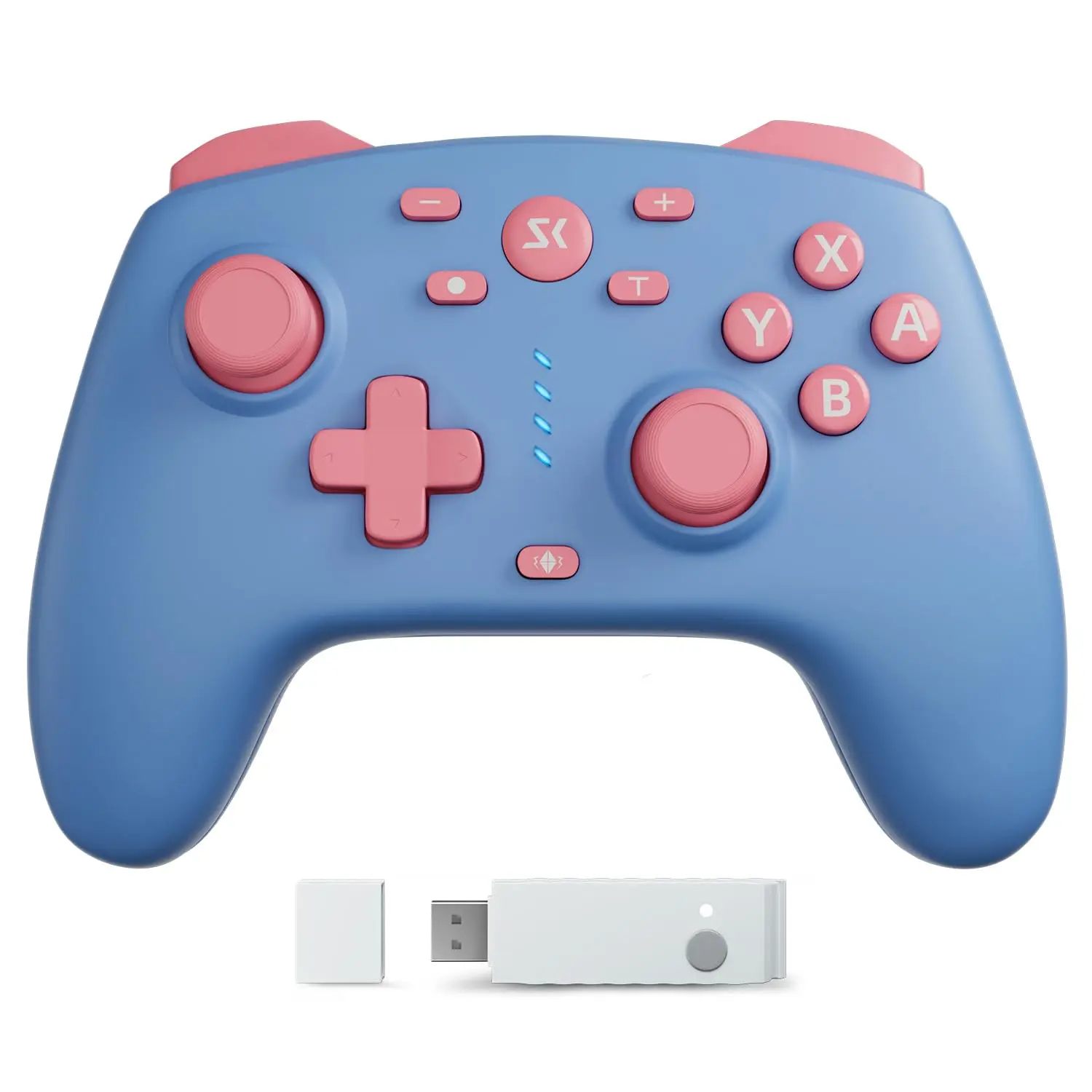 Controller for /Lite/OLED/ 2, Hall Effect Triggers & Joysticks/Wake-Up Function/Turbo,  2 Controller with 2.4G Adapter/2 Macro Buttons,  2 Pro Controller Blue