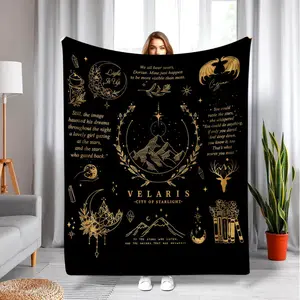 Velaris City of Starlight ACOTAR Blanket Slogan Print Night Court Gift Thorn Rose PlushPillow Book Series Gift ACOTAR Night Court Bookish Soft Flannel Blanket Perfect for Her