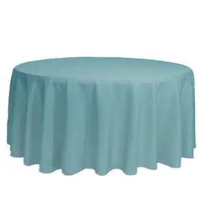 132 inch Polyester Round Tablecloth Dusty Blue